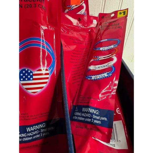 Patriotic Glow Stick Necklaces Bracelets Wands Party Favors 4th of July